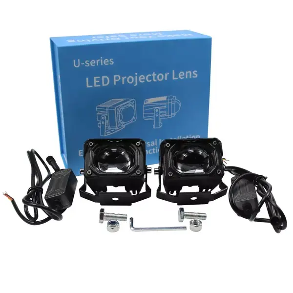 BZRSH Set 2 Proiectoare Bi-LED Lupa 70W 3000K 6000K Alb-Galben Off-Road
