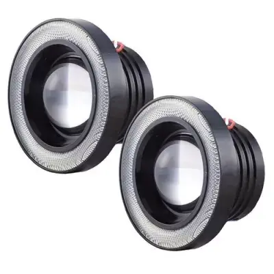 BZRSH Set 2 Proiectoare Ceata 76mm Angel Eyes LED DRL Lumina Alba