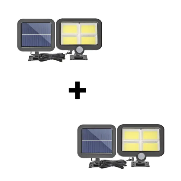 BZRSH Set 2 Proiectoare Solare 120 LED COB Senzor Miscare 3 Moduri Exterior