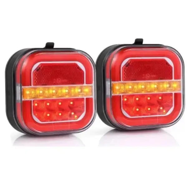 BZRSH Set 2 Stopuri LED Spate 140mm 12-24V Semnalizare Dinamica Pozitie STOP Rosu Galben Alb