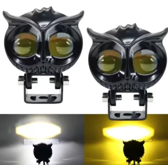 BZRSH Set 2x Proiector LED Bufnita 50W Lupa 2 Faze Alb-Galben 12-24V Moto ATV