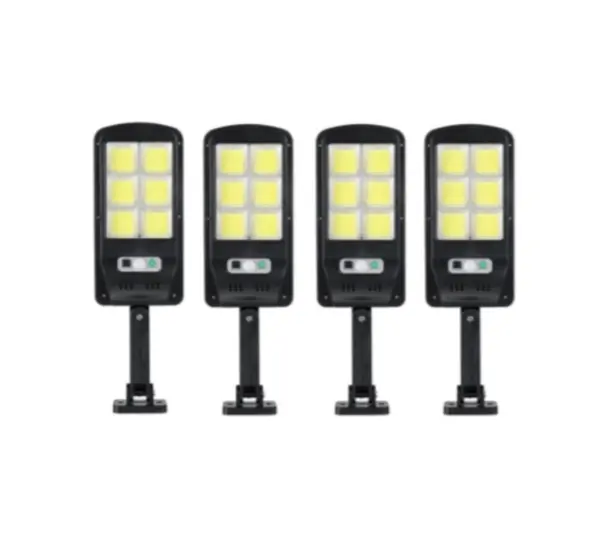 BZRSH Set 4 Lampi Solare 120 LED 6 COB 90W Senzor Miscare Suport Prindere ABS