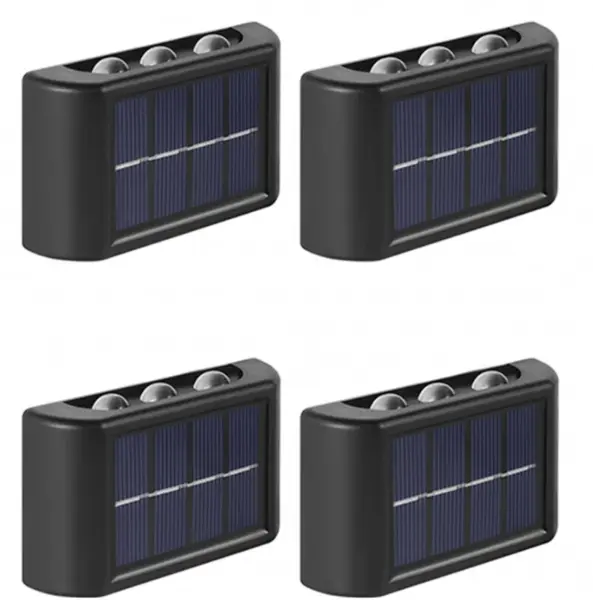 BZRSH Set 4 Lampi Solare Perete 6 LED Iluminare Sus-Jos Alb Cald Aplica