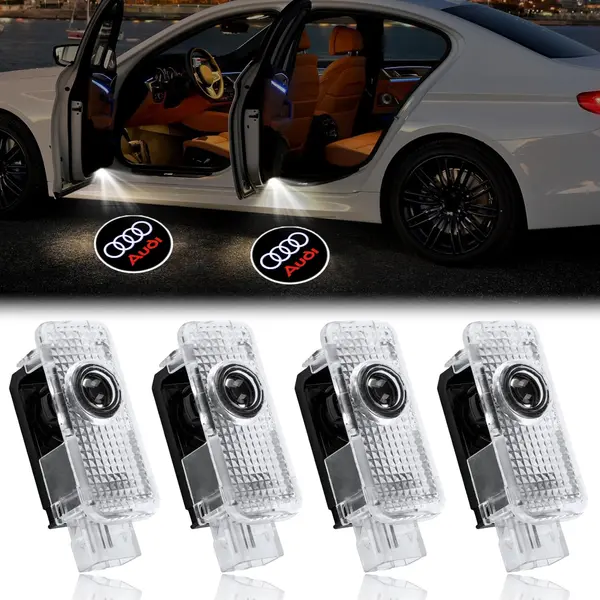 BZRSH Set 4 Proiectoare Logo Audi LED Portiera A4 A5 A6 A7 A8 Q3 Q5 Q7 - 12V 5W Plug Play