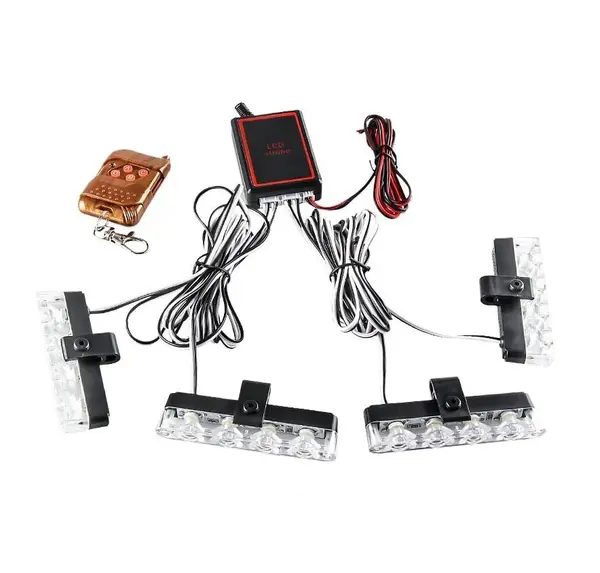 BZRSH Set 4 Stroboscoape LED 48W Galben Grila Telecomanda - 1200 Lumeni IP65 12V