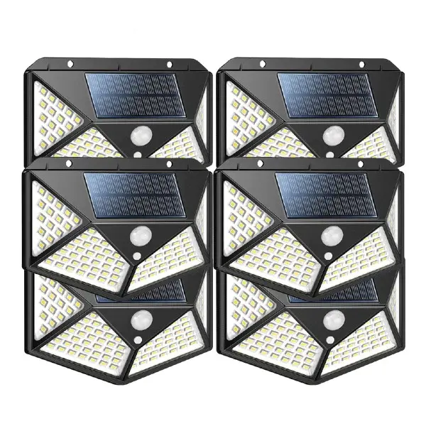 BZRSH Set 6 Lampi Solare 100 LED 600LM Senzor Miscare 3 Moduri 1800mAh IP65