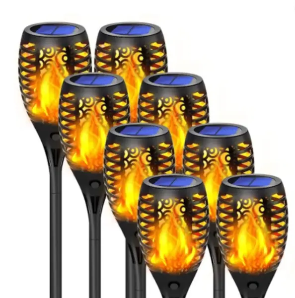 BZRSH Set 8 Lampi Solare Torta Efect Flacara 51.5cm 12 LED Gradina Alee
