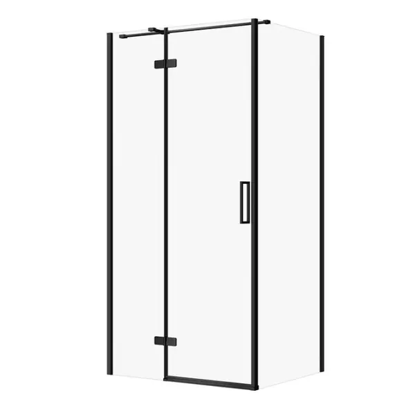 Cabina de dus 80x100x195 cm, sticla securizata 6 mm, negru, Cersanit Jota
