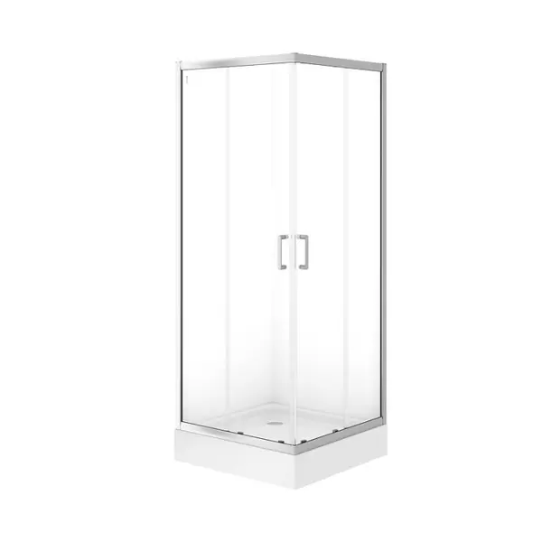 Cabina de dus 80x80x190 cm, sticla securizata 5 mm, patrata, crom, Cersanit Brasco