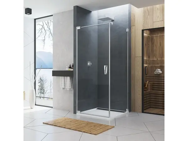 Cabina de dus 90x110 cm cu usa batanta si profil compensator, crom, instalare usa stanga, Ronal Cadura