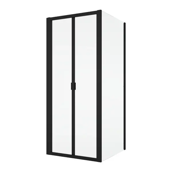 Cabina de dus 90x80 cm, cu usa pliabila culisanta, negru mat, Ronal Divera