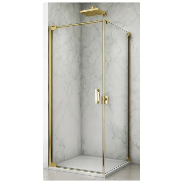 Cabina de dus aurie patrata 80x80 cm Sanswiss Cadura Opal, deschidere pe stanga