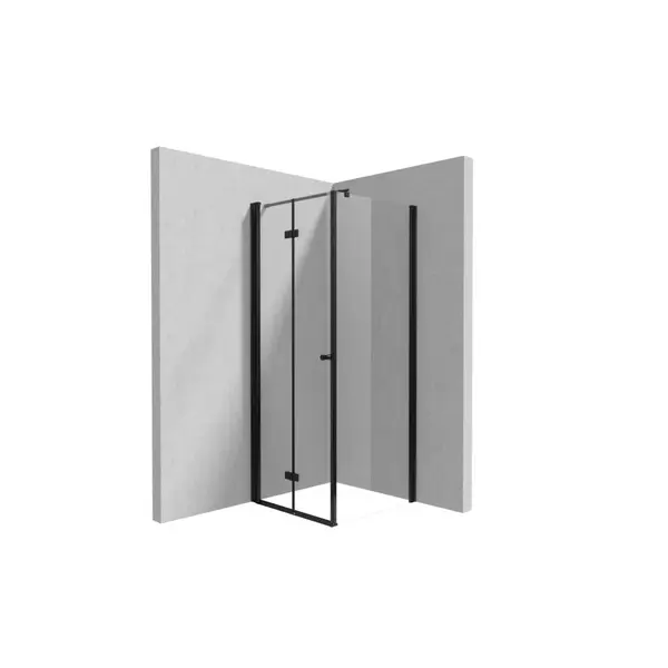 Cabina de dus neagra 100x110 cm cu usa batanta si perete fix Deante Kerria Plus