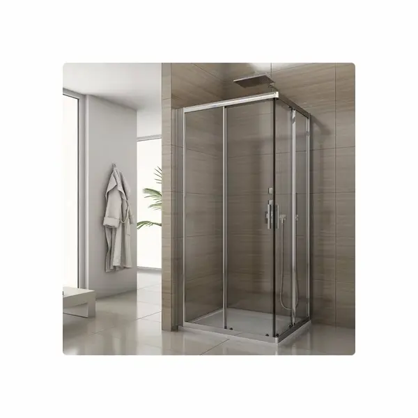 Cabina de dus patrata 90x90 cm sticla securizata 6 mm, crom, cu usi glisante, SanSwiss Salia