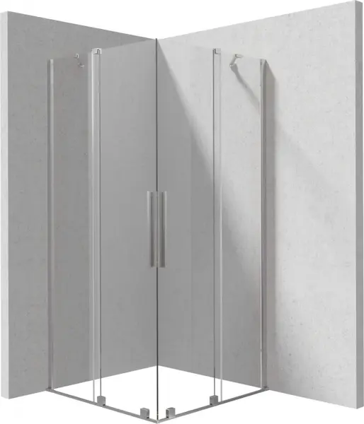 Cabina de dus patrata, cu usi batante, 90x90 cm, profil otel slefuit, Deante Prizma