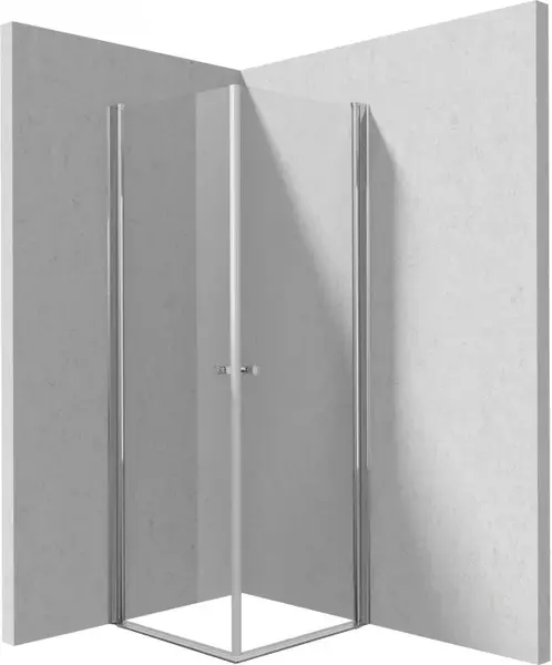 Cabina de dus patrata, cu usi batante in V, 90x90 cm, profil crom, Deante Kerria Plus