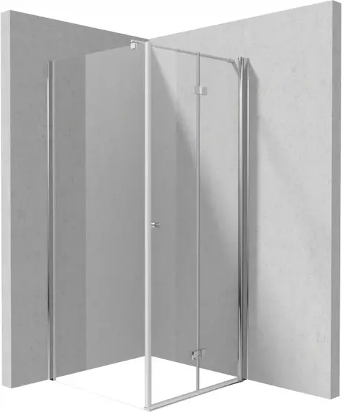 Cabina de dus patrata, usa batanta si un perete fix, 90x90 cm, profil crom, Deante Kerria Plu
