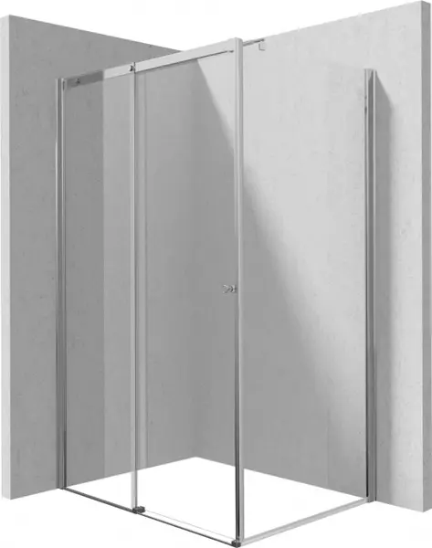 Cabina de dus rectangulara, usi glisante si un perete fix, 120x80 cm, profil crom, Deante Kerria Plus