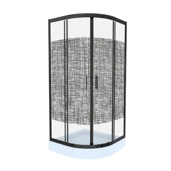 Cabina de dus simpla Celesta Titan semirotunda sticla cu model Lines 104 6 mm 80 x 80 x 190 cm profil negru