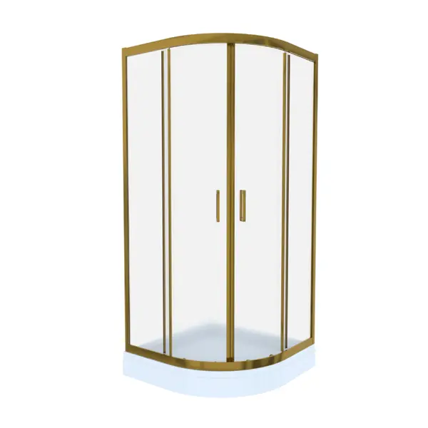 Cabina de dus simpla Celesta Titan semirotunda sticla sablata 6 mm 90 x 90 x 190 cm profil auriu