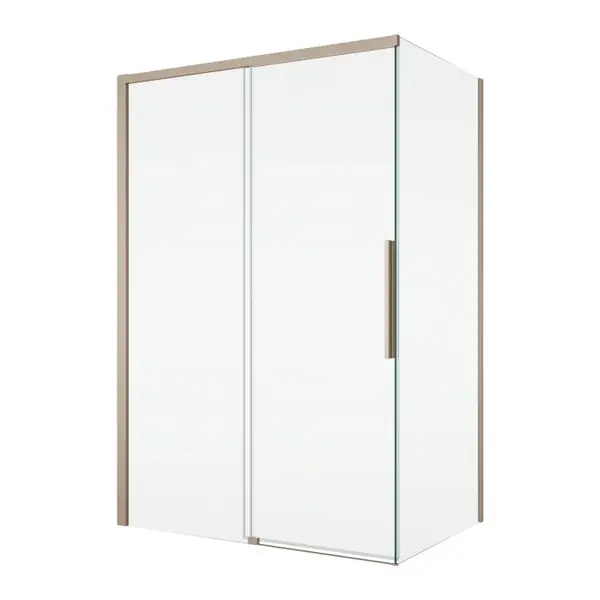 Cabina dus champagne metal 160x100 cm cu usa culisanta, grosime sticla 8 mm, tratament anticalcar, Ronal Oriana