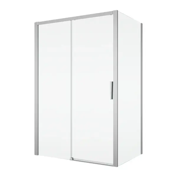 Cabina dus crom 140x80 cm, usa culisanta, grosime sticla 6 mm, tratament anticalcar, Ronal Divera