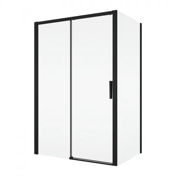 Cabina dus negru mat 140x80 cm, usa culisanta, grosime sticla 6 mm, tratament anticalcar, Ronal Divera