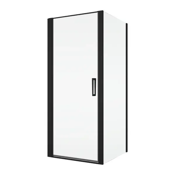 Cabina dus negru mat 90x90 cm cu usa pivotanta, grosime sticla 6 mm, tratament anticalcar, Ronal Divera