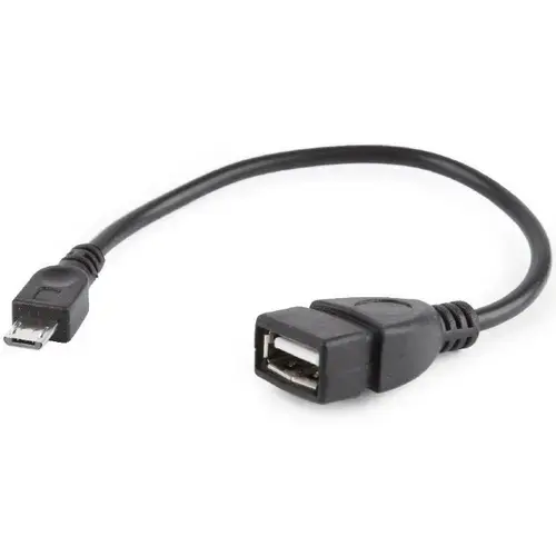 Cablu adaptor OTG Gembird, Micro-USB 2.0 (T) la USB 2.0 (M), 15cm, Negru, A-OTG-AFBM-03