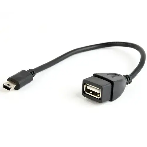 Cablu adaptor OTG Gembird, Mini-USB 2.0 (T) la USB 2.0 (M), 15cm, Negru, A-OTG-AFBM-002