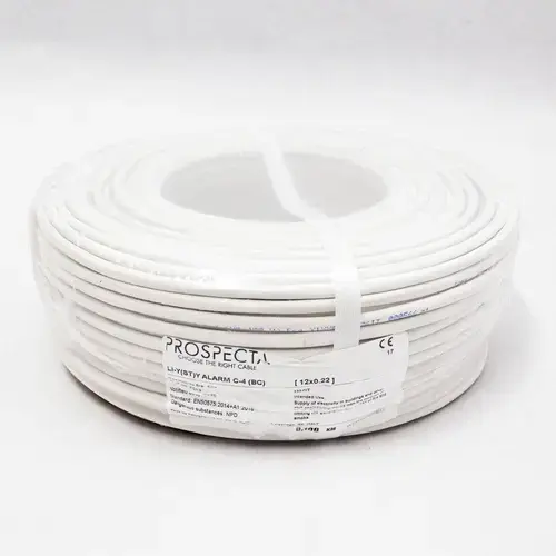 Cablu alarma 12 x 0.22 premium, cupru 100%, cod: I357IT, Li-Y(ST)Y, made in Italy, utilizare pentru sisteme de alarma, manta exterioara PVC alb, ecranare: folie de aluminiu laminata, raza de curbura 10x diametru