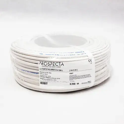 Cablu alarma 6 x 0.22 premium, cupru 100%, cod: I038IT, Li-Y(ST)Y, made in Italy, utilizare pentru sisteme de alarma, manta exterioara PVC alb, ecranare: folie de aluminiu laminata, raza de curbura 10x diametru, Peak Operating Voltage 250, Voltage Rating