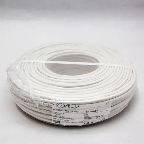 Cablu alarma 8 x 0.22 + 2 x 0.75 premium, cupru 100%, cod: I105ITLi-Y (ST)Y, made in Italy, utilizare pentru sisteme de alarma, manta exterioara PVC alb, ecranare: folie de aluminiu laminata, raza de curbura 10x diametru