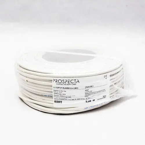 Cablu alarma 8 x 0.22 premium, cupru 100%, cod: I039IT, Li-Y(ST)Y, made in Italy, utilizare pentru sisteme de alarma, manta exterioara PVC alb, ecranare: folie de aluminiu laminata, raza de curbura 10x diametru