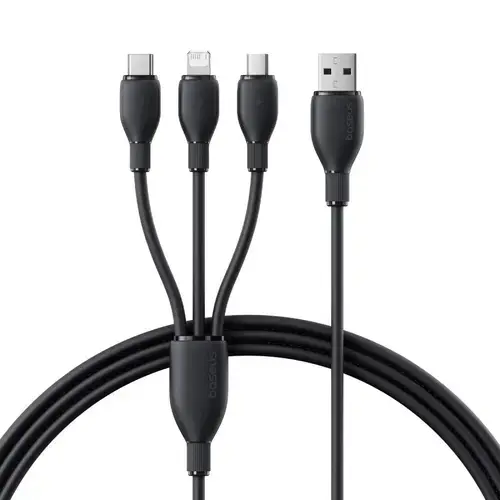 Cablu alimentare si date Baseus Ultra-Fast One-for-three Retractable, USB la Micro-USB+Lightning+USB Type-C 3.5A, 1.3m, Negru