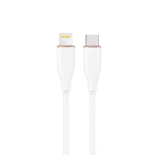 Cablu alimentare si date GEMBIRD CC-USB2S-CM8PM-1.5M-W, USB 2.0 Type-C (T) la Lightning (T), 20W, 1.5m, protectie silicon, Alb