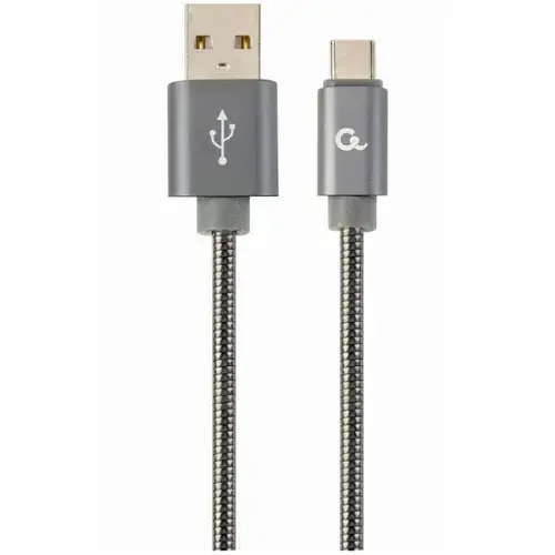 Cablu alimentare si date Gembird, USB 2.0 (T) la USB 2.0 Type-C (T), 2m, Gri /Alb, CC-USB2S-AMCM-2M-BG