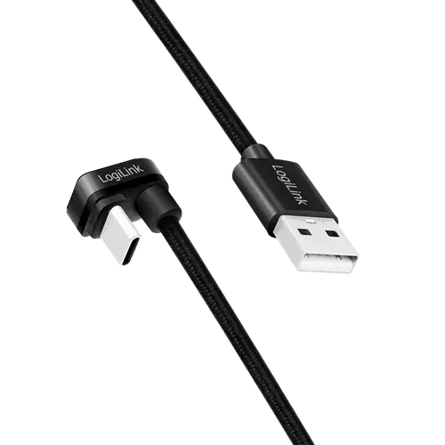 Cablu alimentare si date LOGILINK, USB Type-C (T) la USB-A (T), 180 grade, 1m, Negru