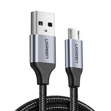 CABLU alimentare si date Ugreen, "US290", Fast Charging Data Cable pt. smartphone, USB la Micro-USB, braided, 2m, negru 60148