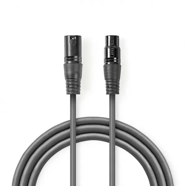 Cablu audio prelungitor XLR 3 pini T-M 0.5m, Nedis COTH15010GY05