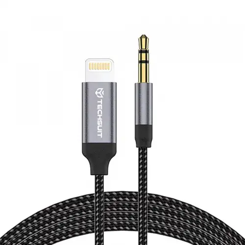 Cablu Audio Techsuit AC10 SoundShell, Lightning - 3.5mm, 1.5m (Gri)