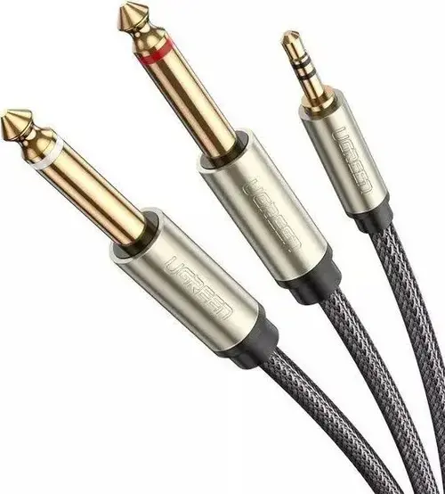 Cablu audio Ugreen AV128, Jack 3.5mm - Jack 6.3mm x2, 2m (Gri)