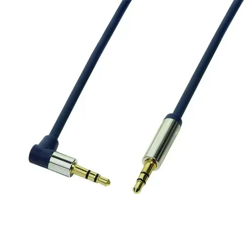 Cablu audio unghiular la 90° , LogiLink , 3.5 tata/tata , 0.5 m , albastru