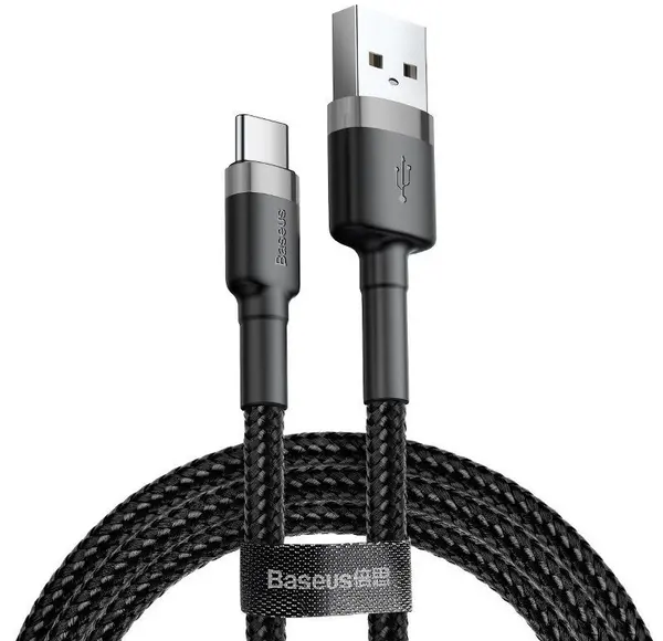 Cablu Baseus - Cafule, USB-A/USB-C, 0.5 m, negru