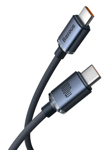 Cablu Baseus - Crystal Shine, USB-C/USB-C, 2 m, negru