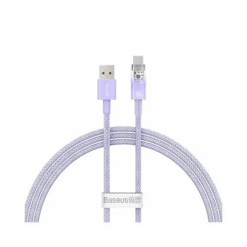 Cablu Baseus Explorer, USB la USB-C, 100W, 6A, Quick Charge, 1m, Violet