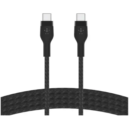 Cablu Belkin BOOST CHARGE PRO Flex USB-C catre USB-C 2.0, Silicon impletit, 2M, Negru