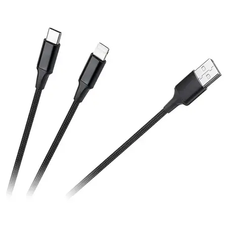 Cablu Cabletech KPO3944, USB A - USB C/LIGHTNING, 1 m (Negru)