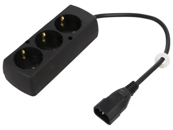 Cablu CEE 7/4 (F) priză,IEC C14 tată 0,3m Prize: 3 negru PVC