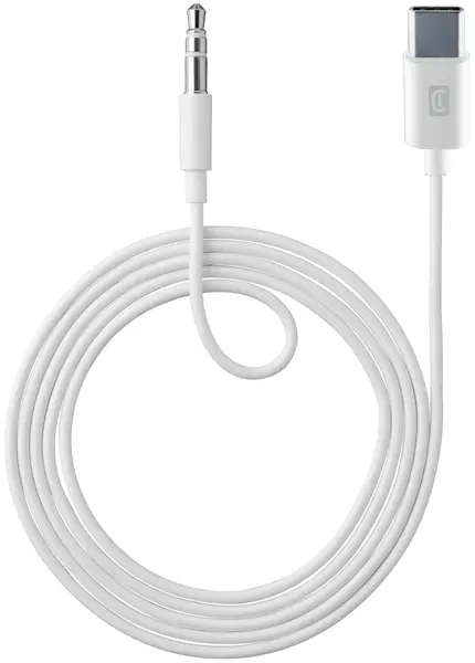 Cablu Cellularline - 6977, USB-C/jack 3.5 mm, 1 m, alb